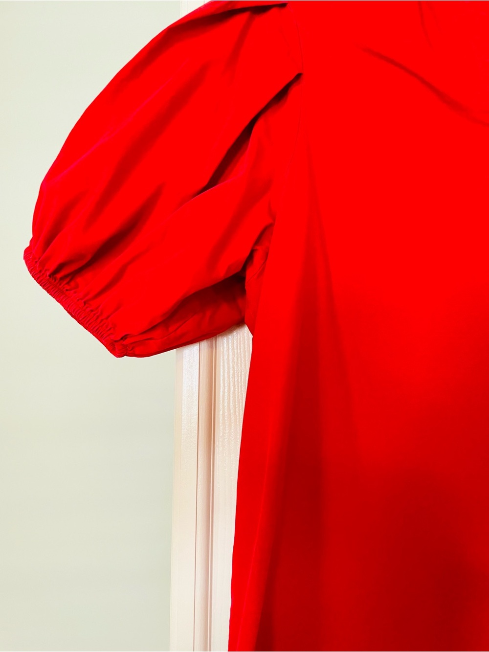 Pinch Red Ruffle Neck Puff Sleeve Blouse - Picture 3 of 9